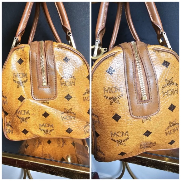 Authentic MCM Visestos BOSTON Bag Cognac - Picture 9 of 13